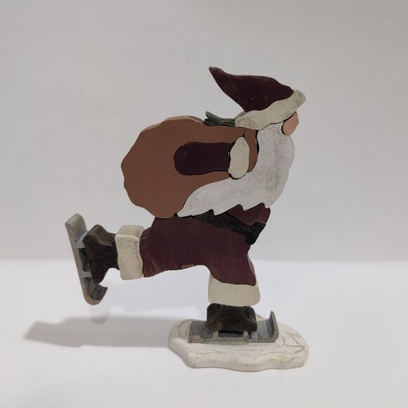 Wood Santa Scroll Saw Decoration Santa Skating Christmas - Picture 3 of 4